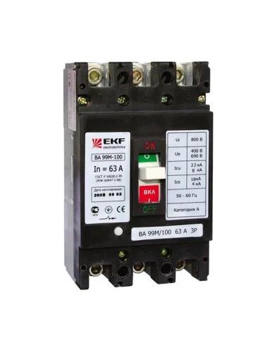 Выключатель автоматический ВА-99М 100/ 80А 3P 35кА EKF PROxima