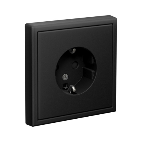РОЗЕТКА с заземлением со шторками, 16А, мех-м, КАРБОН