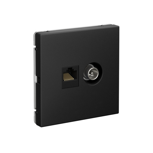 РОЗЕТКА ТВ + RJ45, кат. 5Е, КАРБОН