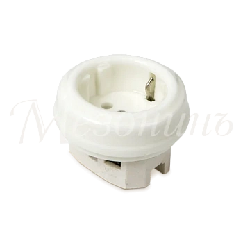 Розетка фарфор, двухполюсн, с/з  (D70x20,16А, 250В, IP20, без подъемной рамки), цвет-белый, МЕЗОНИНЪ