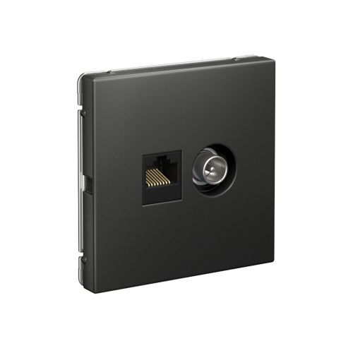 РОЗЕТКА ТВ + RJ45, кат. 5Е, БАЗАЛЬТ