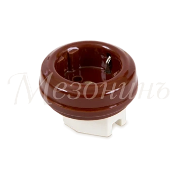 Розетка фарфоровая, двухполюсная, с/з (без подъемной рамки), цвет - коричневый МЕЗОНИНЪ