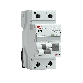Дифференциальный автомат DVA-6 1P+N 20А (C) 30мА (A) 6кА EKF AVERES
