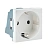 Розетка 45х45 с заземлением, 90 градусов, белая EKF