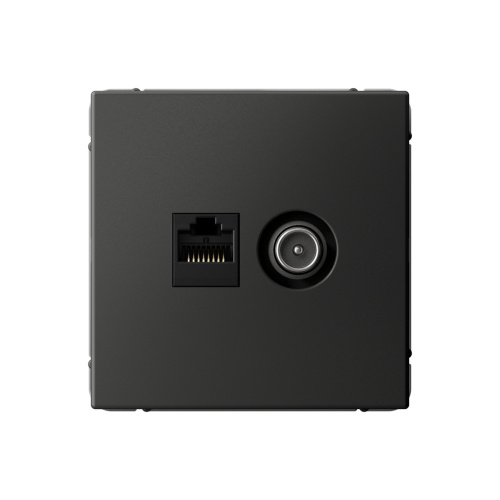 РОЗЕТКА ТВ + RJ45, кат. 5Е, БАЗАЛЬТ