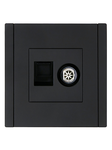 FORTE&PIANO Роз. двойная TV+RJ45 кат.5E FP136 чер. IEK