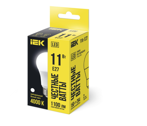 Лампа светодиодная A60 груша 11Вт 230В 4000К E27 IEK