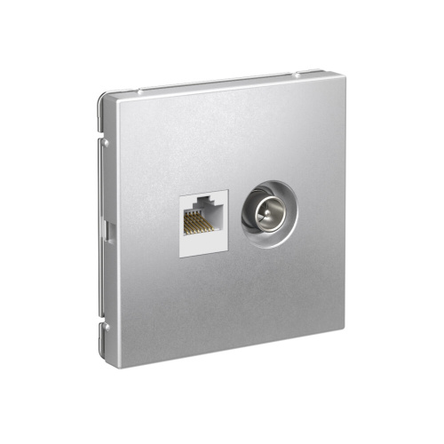 РОЗЕТКА ТВ + RJ45, кат. 5Е, АЛЮМИНИЙ
