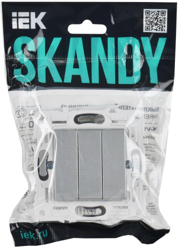 SKANDY Выключатель 3-клавишный 10А SK-V11S серебряный IEK