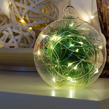 Гирлянда светодиодная  2  м 20 led 2*CR2032 роса с крупными каплями теплое белое Neon-night (1/50)