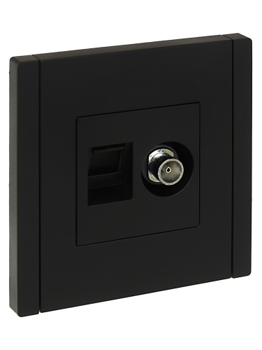 FORTE&PIANO Роз. двойная TV+RJ45 кат.5E FP136 чер. IEK