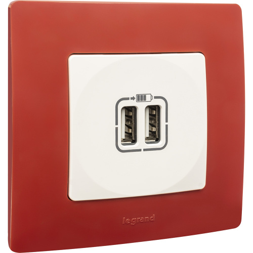 Розетка заряд 2хUSB БЕЛ ETIKA