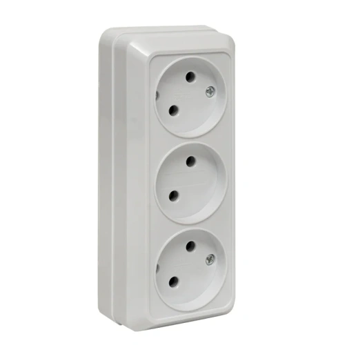 Розетка 3-местная 10А без заземления белая белый "Рим"EKF
