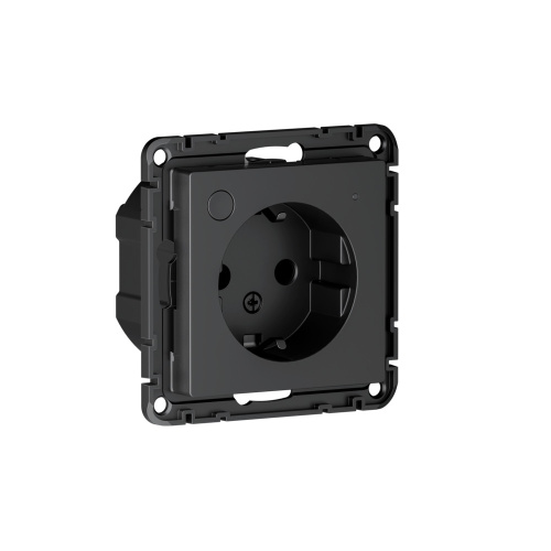 SMART РОЗЕТКА с заземл., со шт., Zigbee, L+N, 16А, мех., КАРБОН