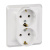 ЭТЮД С/У двойная РОЗЕТКА с заземлением без шторок 16А 250B, БЕЛЫЙ, Россия