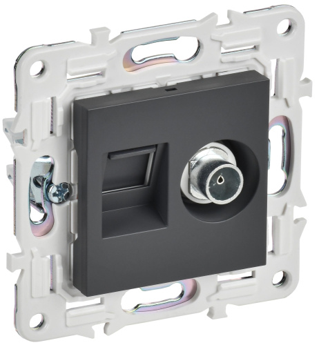 SKANDY Розетка двойная TV+RJ45 кат.5E SK-A14T титан IEK