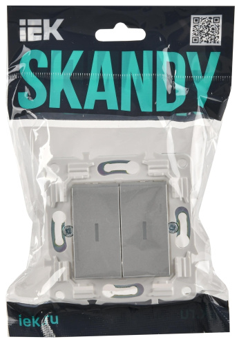 SKANDY Выключатель 2-клавишный с индикацией 10А SK-V09S серебряный IEK