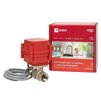 Шаровой кран с электроприводом 1/2 дюйма AquaExpert 220V EKF PROxima