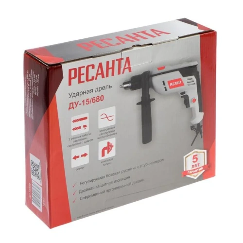 Дрель  680Вт, УДАРНАЯ, ДУ-15/680 Ресанта