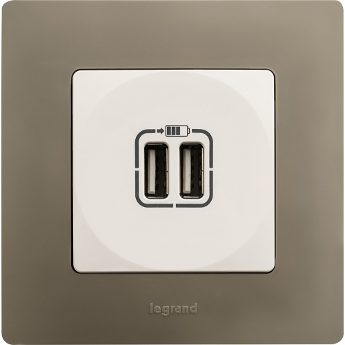 Розетка заряд 2хUSB БЕЛ ETIKA