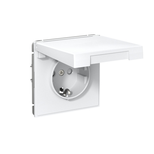 ARTGALLERY РОЗЕТКА с заземл. со шторк. с крышк., 16А, IP20,  механизм, быстрозажим. клем., БЕЛЫЙ