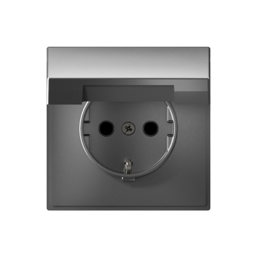 РОЗЕТКА с заземл. со шторк. с крышкой, 16А, IP20, мех-м, СТАЛЬ