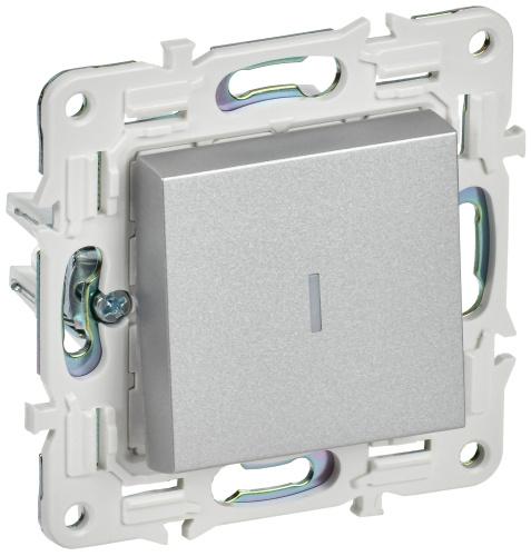 SKANDY Выключатель 1-клавишный с индикацией 10А SK-V07S серебряный IEK