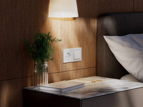 SMART 2-кл. ВЫКЛ. с подсв., Zigbee, сх.5, L+N, 10А, мех., БЕЛЫЙ