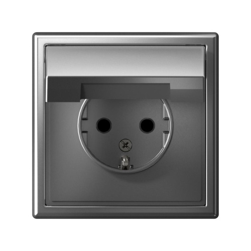 РОЗЕТКА с заземл. со шторк. с крышкой, 16А, IP20, мех-м, СТАЛЬ