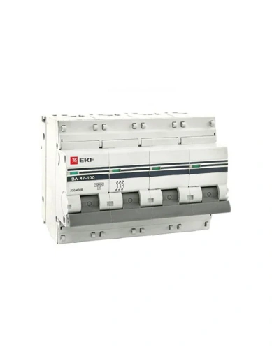 Автоматический выключатель 4P 100А (D) 10kA ВА 47-100 EKF PROxima