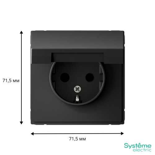 РОЗЕТКА с заземл. со шторк. с крышкой, 16А, IP20, мех-м, БАЗАЛЬТ