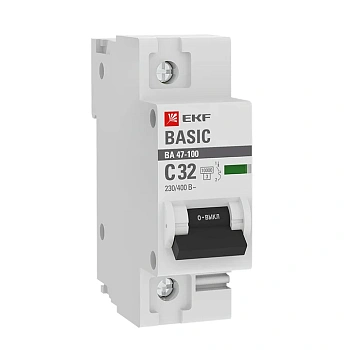 1р 32А ВА 47-100 х-ка С 10кА  EKF Basic