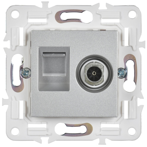 SKANDY Розетка двойная TV+RJ45 кат.5E SK-A14S серебряный IEK