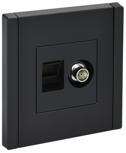 FORTE&PIANO Роз. двойная TV+RJ45 кат.5E FP136 чер. IEK