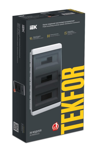 TEKFOR Корпус пласт. ЩРВ-П-36 IP41 черн. прозр. дверь IEK