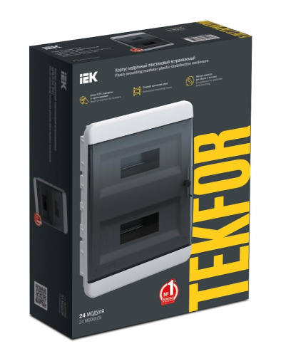 TEKFOR Корпус пласт. ЩРВ-П-24 IP41 черн. прозр. дверь IEK