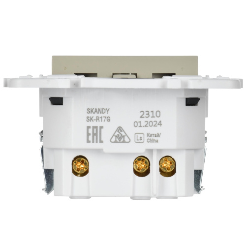 SKANDY Розетка с заземлением с защитными шторками 16А с USB C 18Вт SK-R17B бежевый IEK