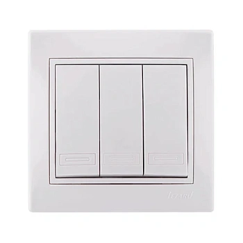 Выключатель 3-кл белый со вставкой MIRA (Л)