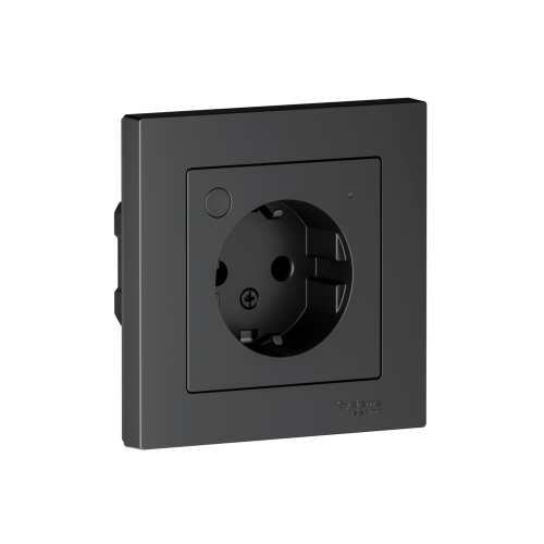 SMART РОЗЕТКА с заземл., со шт., Zigbee, L+N, 16А, мех., КАРБОН