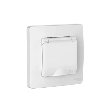 РОЗЕТКА с з/к со шт, с крышкой, 16А, 250В, БЕЛЫЙ Schneider   С/У IP44