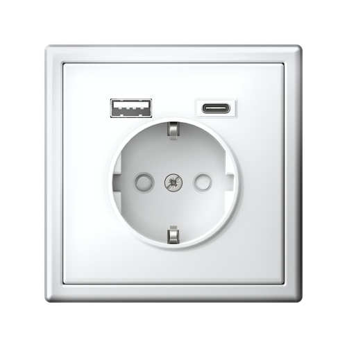 РОЗЕТКА 16А с 2 USB A+C, 5В/2,4А/3,0А, 2х5В/1,5А, мех-м, БЕЛЫЙ