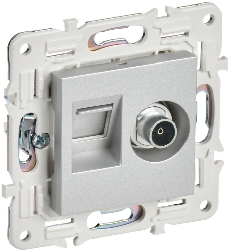 SKANDY Розетка двойная TV+RJ45 кат.5E SK-A14S серебряный IEK