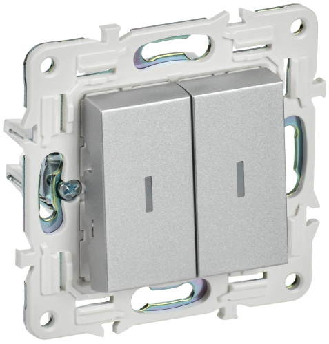 SKANDY Выключатель 2-клавишный с индикацией 10А SK-V09S серебряный IEK