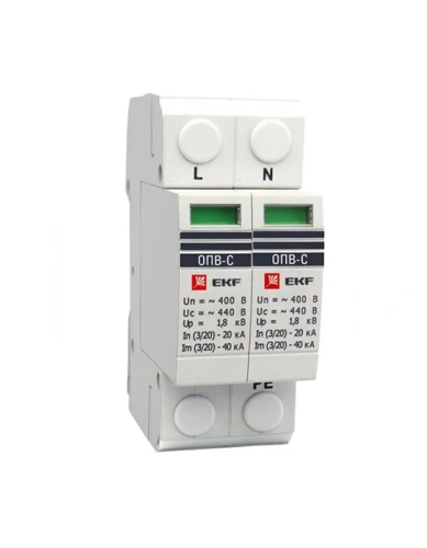 Ограничитель импульсных напряжений ОПВ-C/2P In 20кА 385В с сигн. EKF PROxima 