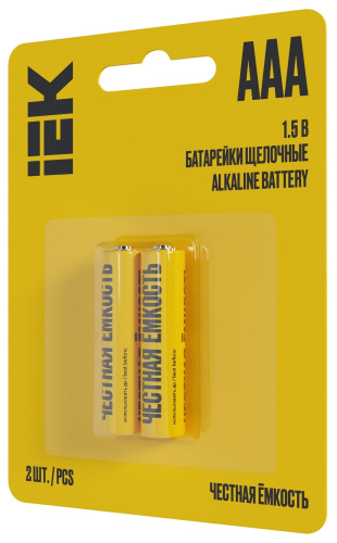 Батарейка щелочная Alkaline LR03/AAA (2шт/блистер) IEK