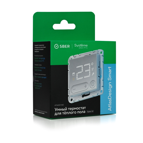 SMART ТЕРМОСТАТ програм для электр теплого пола, Zigbee, 16 А, мех., БЕЛЫЙ