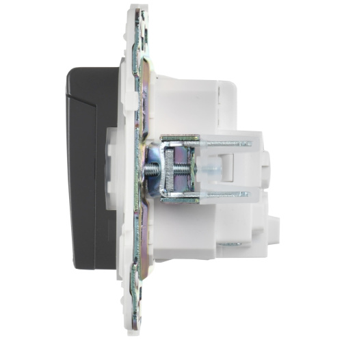 SKANDY Розетка 1-местная с заземлением с защитными шторками и крышкой 16А IP44 SK-R11G графит IEK