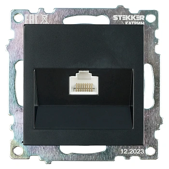 Розетка компьютерная 1-местная RJ-45 (механизм), серия Катрин, GLS00-7107-05, черный