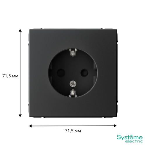 РОЗЕТКА с заземлением со шторками, 16А, мех-м, КАРБОН