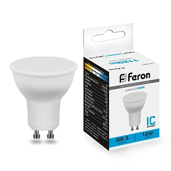 Лампа светодиодная, (13W) 230V GU10 6400K MR16, LB-960 Feron
